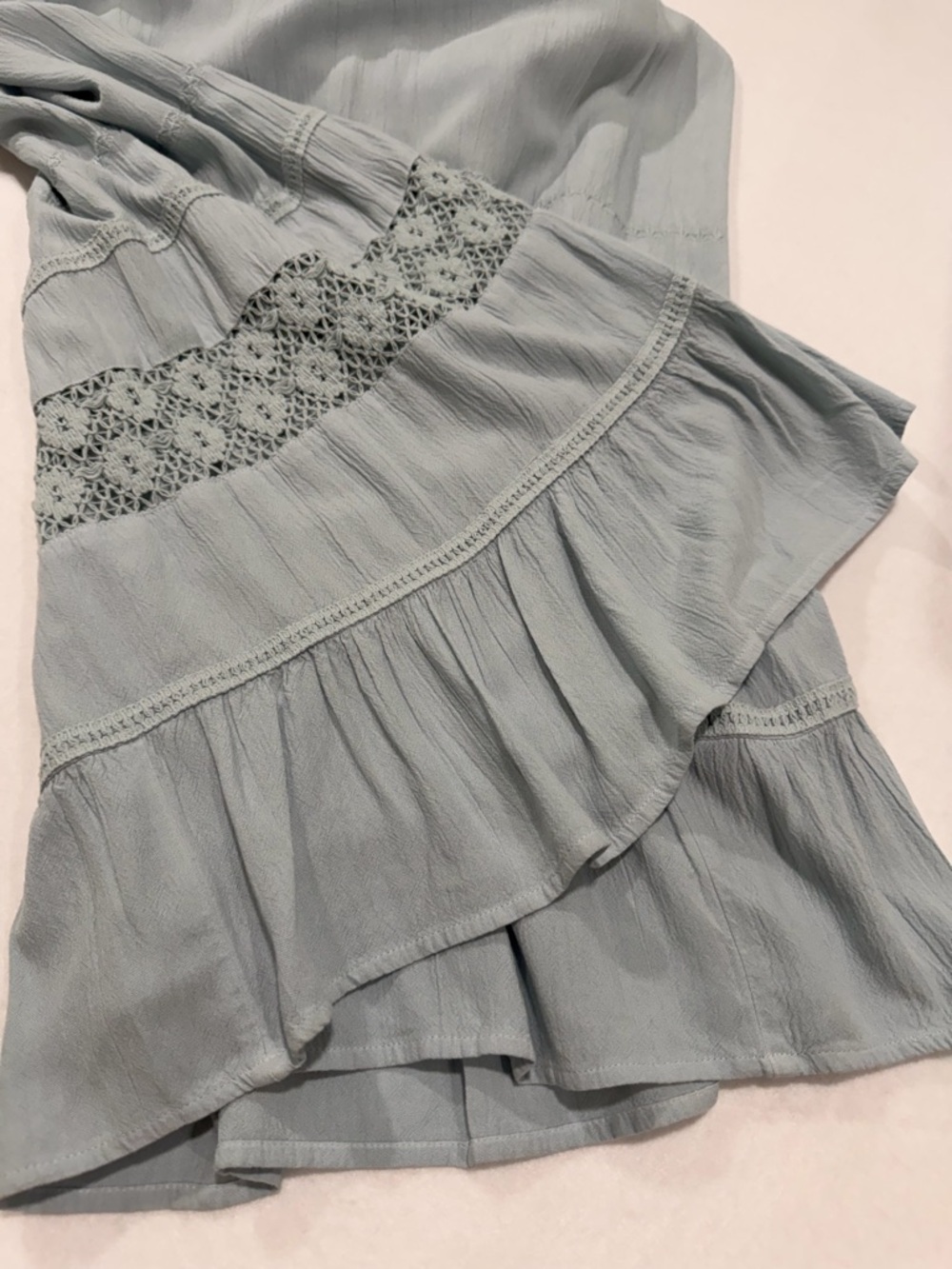 Wanderly Light Blue Boho Maxi Dress Sleeveless Lace Size S - Picture 7 of 9